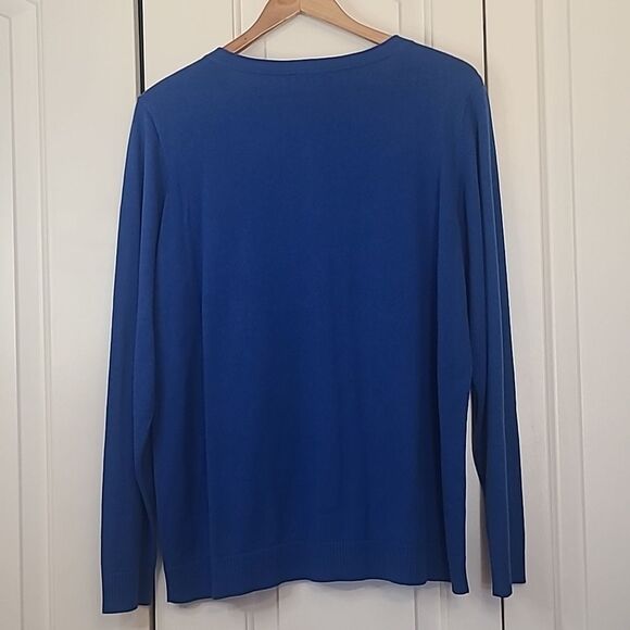 Quacker Factory Royal Blue Sequin Embellished Polka Dot Button Cardigan Size XL - Picture 5 of 10